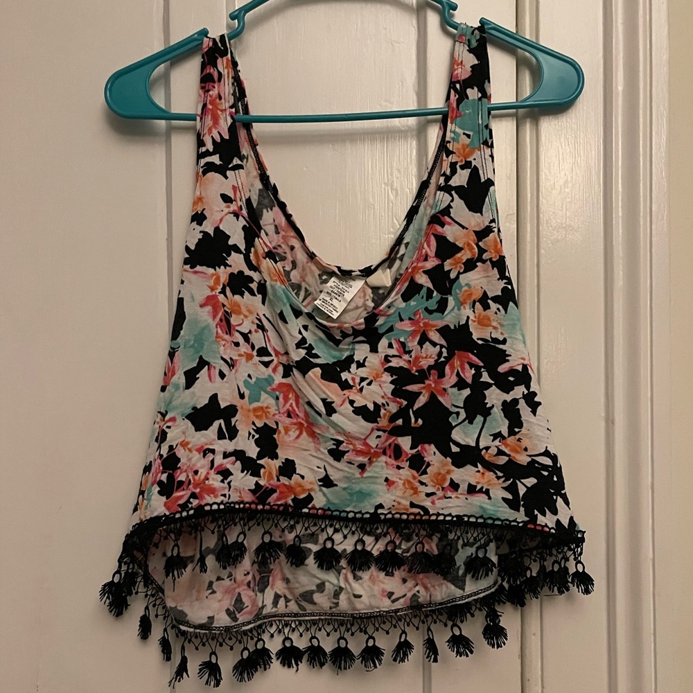 ASOS floral bathing suit cover crop top